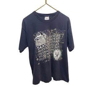 Vintage Y2K Georgetown Hoyas T-Shirt Navy Blue Bulldog College NCAA Tee Mens L